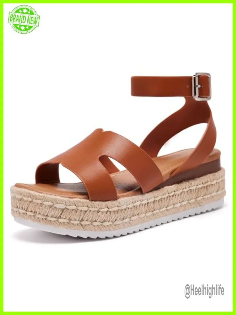 Women's Platform Espadrille Wedge Sandals Adjustable Ankle Strap Buckle Open Toe